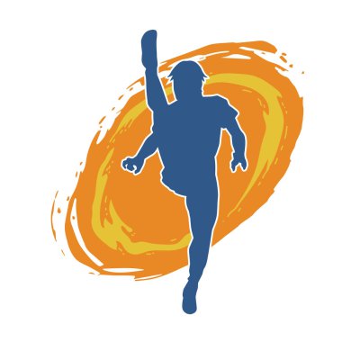 Dövüş sanatları tekmesi pozu veren bir erkek modelin silueti. Dövüş sanatlarının silueti..