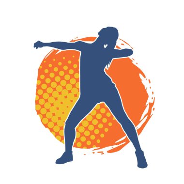 Hareketli bir kadın dansçının silueti. Dans eden zayıf bir kadının silueti..