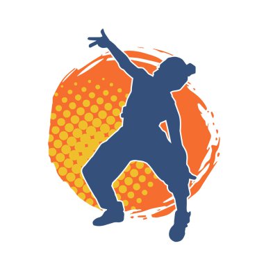 Hareketli bir kadın dansçının silueti. Dans eden zayıf bir kadının silueti..