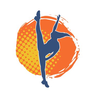 Zayıf kadın silueti egzersiz yapıyor. Spor yapan, spor yapan bir kadının silüeti.. 