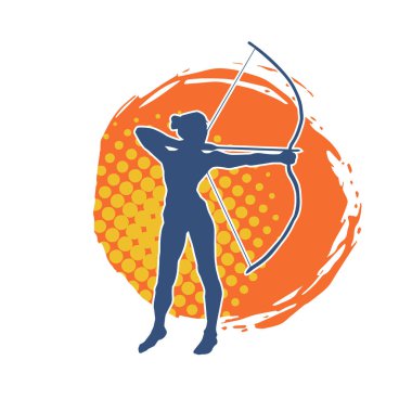 Dişi okçu bir dövüşçünün silueti ok ve yayla pozisyonunu alıyor..