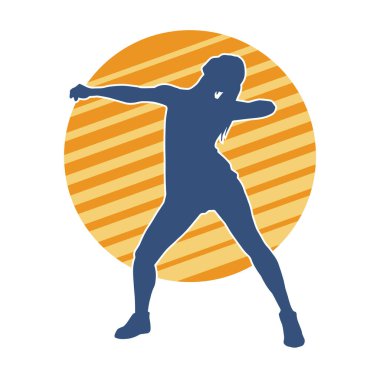 Hareketli bir kadın dansçının silueti. Dans eden zayıf bir kadının silueti..