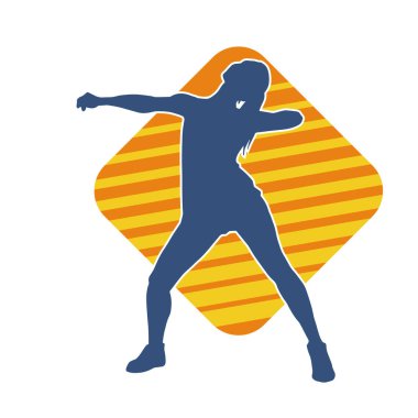 Hareketli bir kadın dansçının silueti. Dans eden zayıf bir kadının silueti..