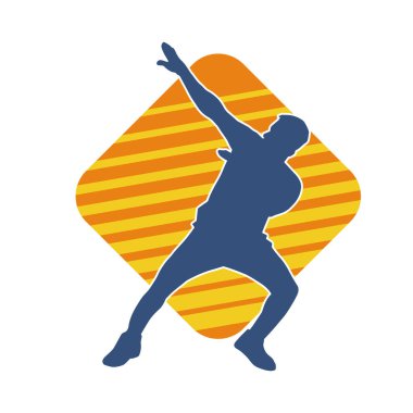 Hareket halindeki bir erkek dansçının silueti. Dans eden zayıf bir adamın silueti..