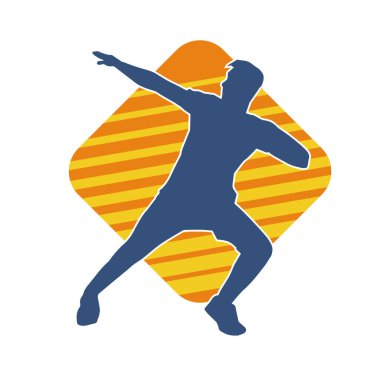 Hareket halindeki bir erkek dansçının silueti. Dans eden zayıf bir adamın silueti..