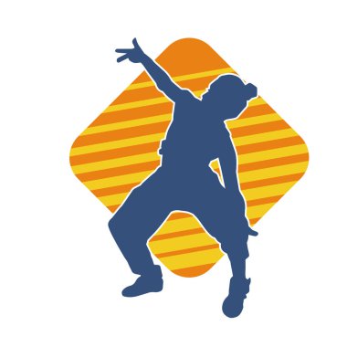 Hareketli bir kadın dansçının silueti. Dans eden zayıf bir kadının silueti..