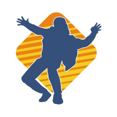 Hareket halindeki bir erkek dansçının silueti. Dans eden zayıf bir adamın silueti..