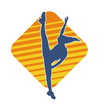 Hareketli bir kadın dansçının silueti. Dans eden zayıf bir kadının silueti..