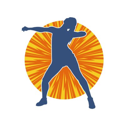 Hareketli bir kadın dansçının silueti. Dans eden zayıf bir kadının silueti..