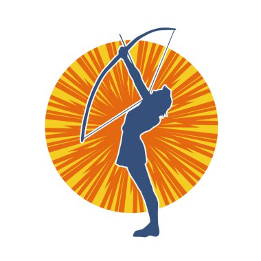 Dişi okçu bir dövüşçünün silueti ok ve yayla pozisyonunu alıyor..