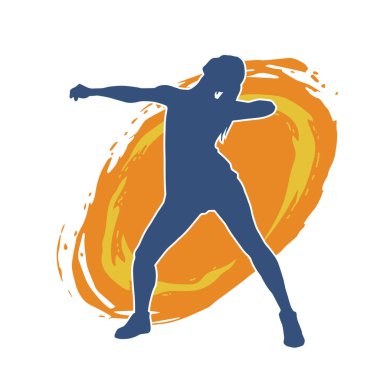 Hareketli bir kadın dansçının silueti. Dans eden zayıf bir kadının silueti..