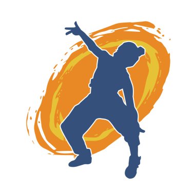 Hareketli bir kadın dansçının silueti. Dans eden zayıf bir kadının silueti..