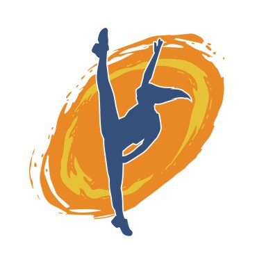 Hareketli bir kadın dansçının silueti. Dans eden zayıf bir kadının silueti..