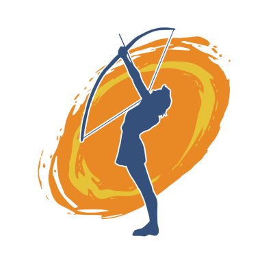 Dişi okçu bir dövüşçünün silueti ok ve yayla pozisyonunu alıyor..