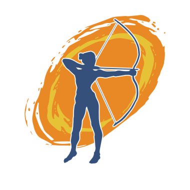 Dişi okçu bir dövüşçünün silueti ok ve yayla pozisyonunu alıyor..