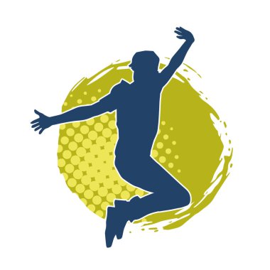 Hareket halindeki bir erkek dansçının silueti. Dans eden zayıf bir adamın silueti..