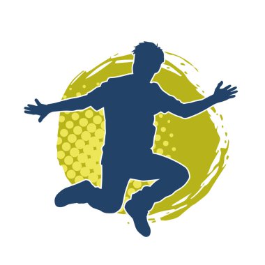 Hareket halindeki bir erkek dansçının silueti. Dans eden zayıf bir adamın silueti..