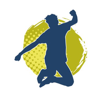 Hareket halindeki bir erkek dansçının silueti. Dans eden zayıf bir adamın silueti..