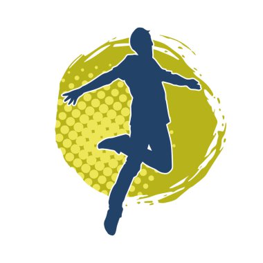 Hareket halindeki bir erkek dansçının silueti. Dans eden zayıf bir adamın silueti..