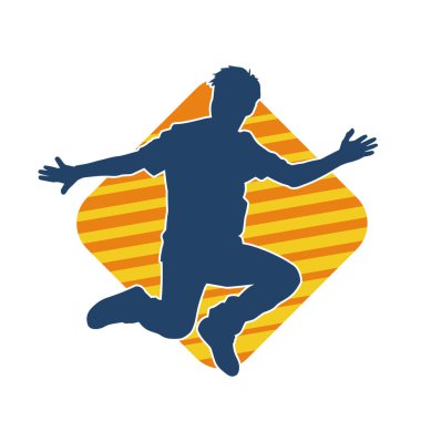 Hareket halindeki bir erkek dansçının silueti. Dans eden zayıf bir adamın silueti..