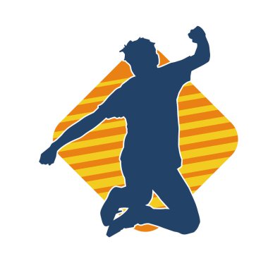 Hareket halindeki bir erkek dansçının silueti. Dans eden zayıf bir adamın silueti..