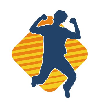 Hareket halindeki bir erkek dansçının silueti. Dans eden zayıf bir adamın silueti..