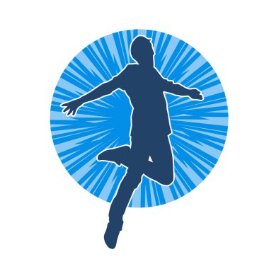 Hareket halindeki bir erkek dansçının silueti. Dans eden zayıf bir adamın silueti..