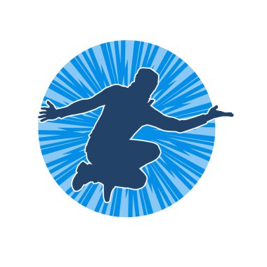 Zıplayan bir adamın silueti. Sıradan bir erkeğin silueti..