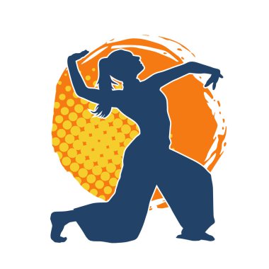 Hareketli bir kadın balerin silueti. Dans eden balerin kızın silueti..