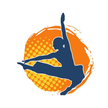 Hareketli bir kadın balerin silueti. Dans eden balerin kızın silueti..