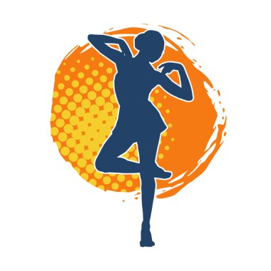 Hareketli bir kadın balerin silueti. Dans eden balerin kızın silueti..