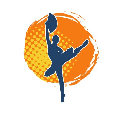 Hareketli bir kadın balerin silueti. Dans eden balerin kızın silueti..