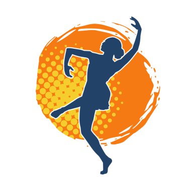 Hareketli bir kadın balerin silueti. Dans eden balerin kızın silueti..