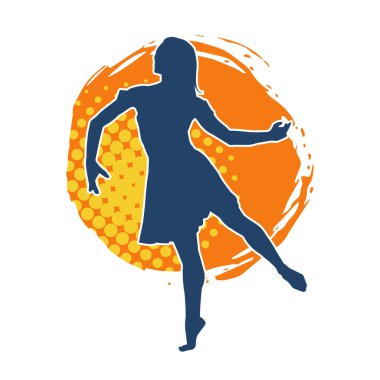 Hareketli bir kadın balerin silueti. Dans eden balerin kızın silueti..