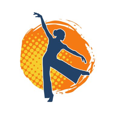 Hareketli bir kadın balerin silueti. Dans eden balerin kızın silueti..