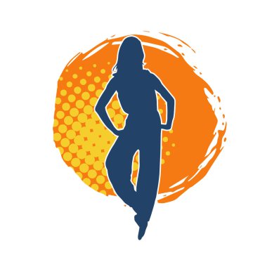 Hareketli bir kadın balerin silueti. Dans eden balerin kızın silueti..