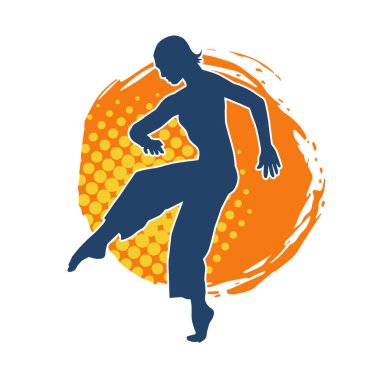 Hareketli bir kadın balerin silueti. Dans eden balerin kızın silueti..