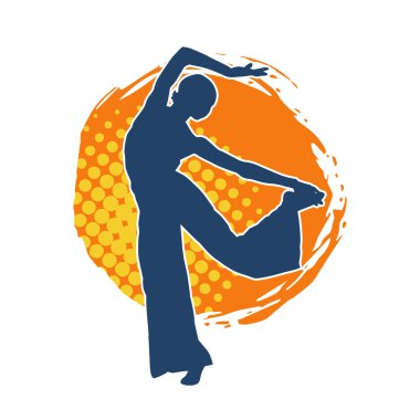 Hareketli bir kadın balerin silueti. Dans eden balerin kızın silueti..