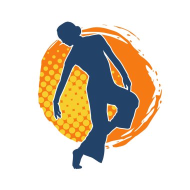 Hareketli bir kadın balerin silueti. Dans eden balerin kızın silueti..