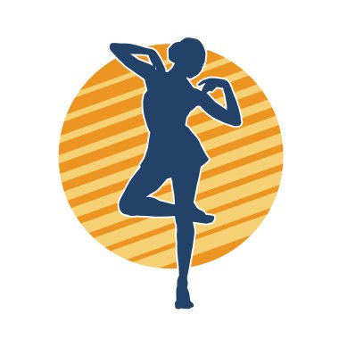 Hareketli bir kadın balerin silueti. Dans eden balerin kızın silueti..