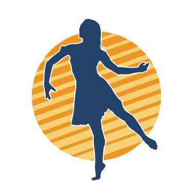 Hareketli bir kadın balerin silueti. Dans eden balerin kızın silueti..