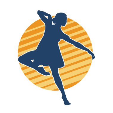 Hareketli bir kadın balerin silueti. Dans eden balerin kızın silueti..