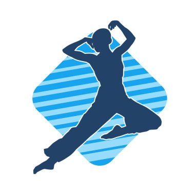 Hareketli bir kadın balerin silueti. Dans eden balerin kızın silueti..