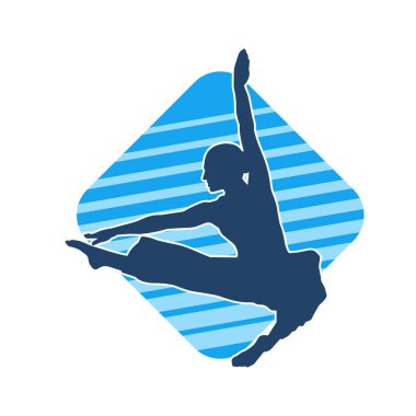 Hareketli bir kadın balerin silueti. Dans eden balerin kızın silueti..