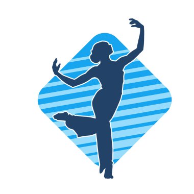 Hareketli bir kadın balerin silueti. Dans eden balerin kızın silueti..