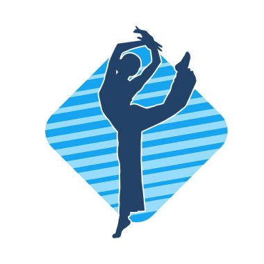 Hareketli bir kadın balerin silueti. Dans eden balerin kızın silueti..