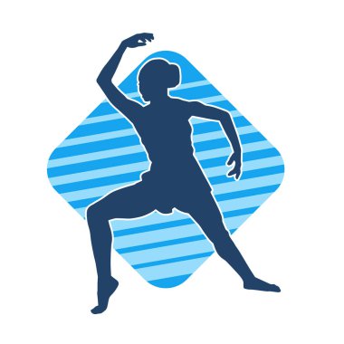 Hareketli bir kadın balerin silueti. Dans eden balerin kızın silueti..