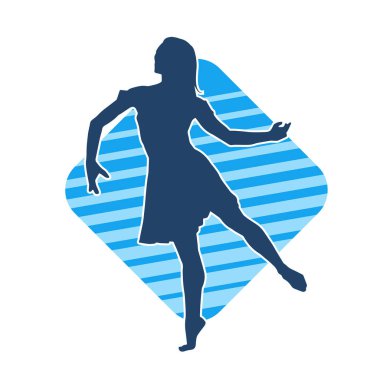 Hareketli bir kadın balerin silueti. Dans eden balerin kızın silueti..