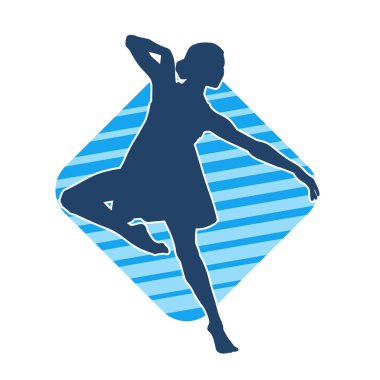 Hareketli bir kadın balerin silueti. Dans eden balerin kızın silueti..