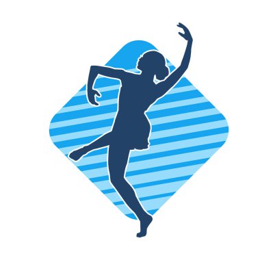 Hareketli bir kadın balerin silueti. Dans eden balerin kızın silueti..